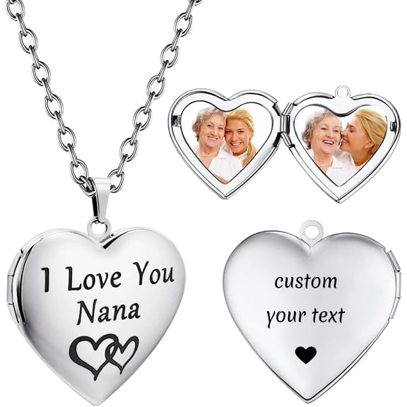 Heart Locket Necklace That Holds Pictures Silver Locket Necklace Custom Photo Lockets For Women Personalized Birth Flower Necklace For Women[o7395]