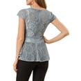thumbnail image 4 of INSPIRE CHIC Women's Round Neck Cap Sleeves High Low Hem Lace A Line Peplum Blouse, 4 of 7