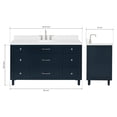 thumbnail image 5 of ARIEL Monroe 60 Inch Single Oval Sink Bathroom Vanity With Carrara White Quartz Countertop 1.5 Inch Edge In Midnight Blue, 5 of 8
