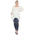 thumbnail image 4 of White Mark Women's Plus Size Quarter Sleeve Solid Sharkbite Tunic Top, 4 of 5