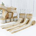 thumbnail image 3 of Rollos de arpillera de Yute Natural, cinta con encaje, costura DIY, tela de yute, envoltura de regalo, artesanía, fiesta de boda, Navidad, decoración del hogar, 2 m/rollo, 3 of 4