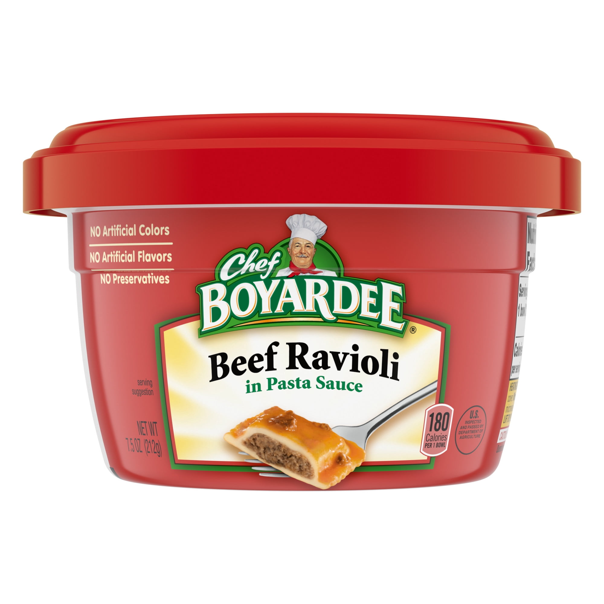 Chef Boyardee Beef Ravioli in Pasta Sauce, Microwavable Meal, 7.5 oz Bowl., 4-Count