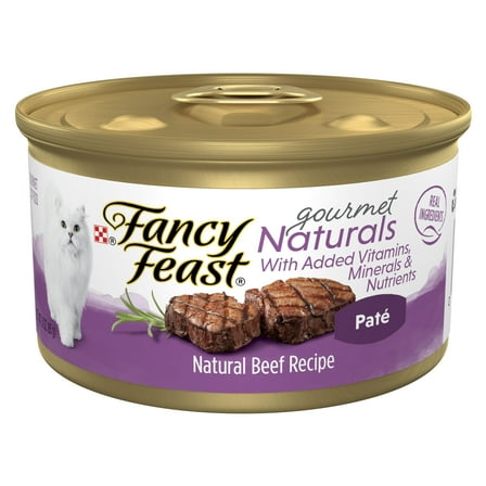 Purina Fancy Feast Gourmet Naturals Kitten Food, Wet Cat Food, Beef Pate, 3 oz Cans (12 Pack)
