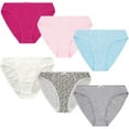 thumbnail image 2 of Curve Muse Womens 100% Cotton Bikini Briefs Mid Waist Underwear Panties-6 Pack-PACKB-S, 2 of 7