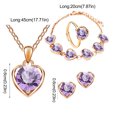 thumbnail image 3 of Yuehao Jewelry Sets, Gifts for Women, Fashion Crystal Heart Necklace Earrings Ring Bracelet Four Piece Set (Purple, One Size), 3 of 3