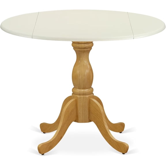 East West Furniture DST-LOK-TP Dublin Dining Table - a Round Wooden Table Top with Dropleaf & Pedestal Base, 42x42 Inch, Multi-Color