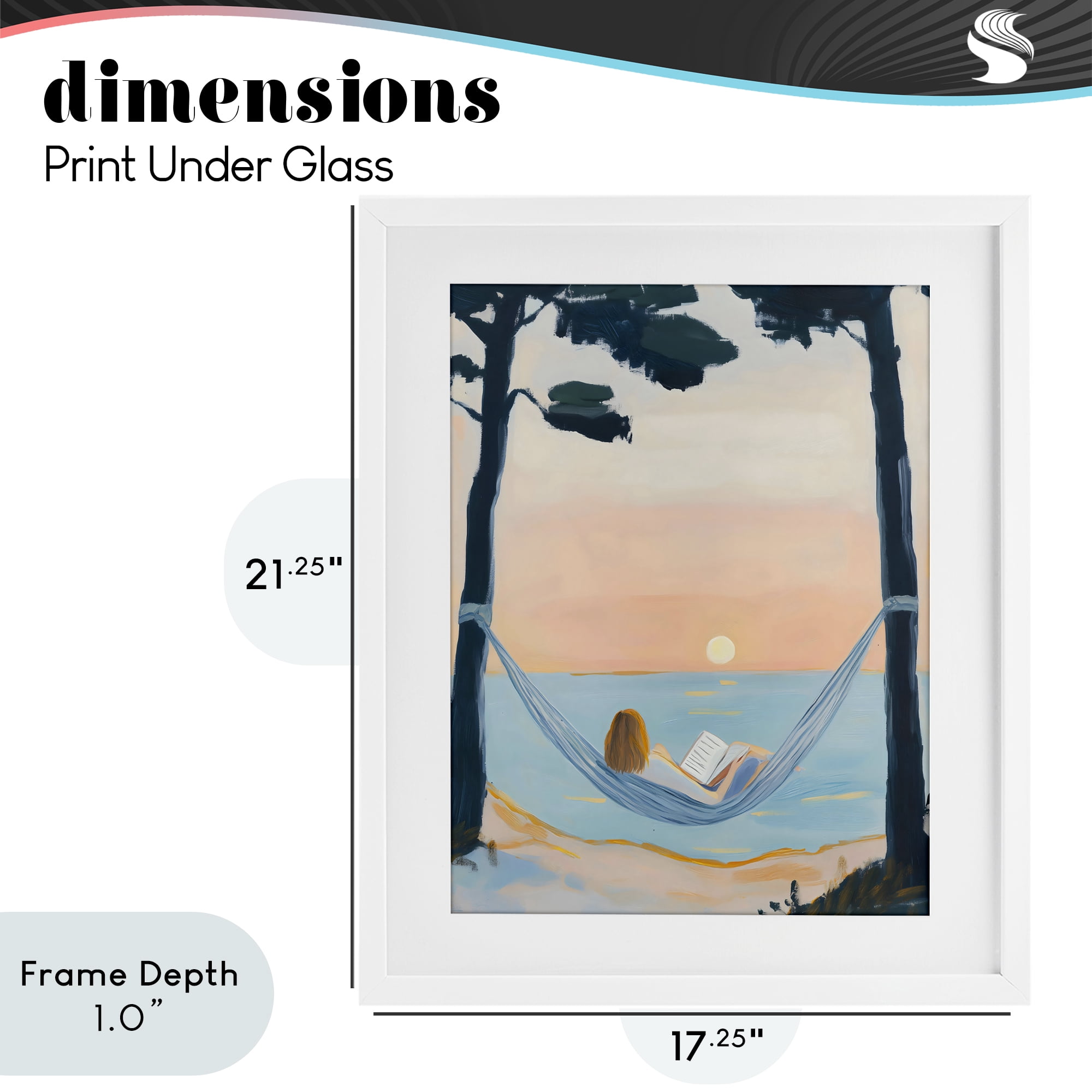 Stupell Industries Reading At Sunset in Hammock White Framed Print Under Glass, design by The Prints Vibe