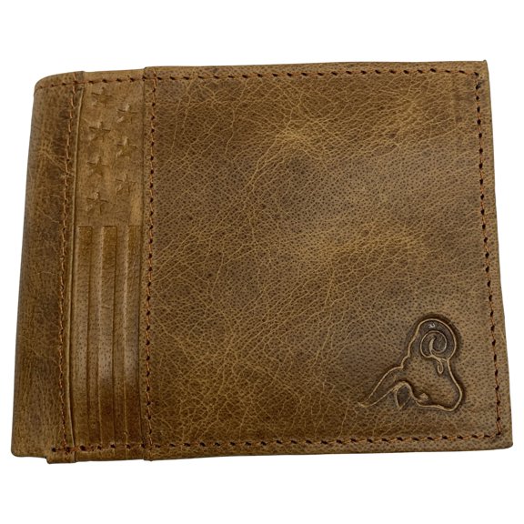 Genuine Leather Classic Bifold ID Card Men Wallets RFID Blocking USA Series 53HU TAN