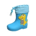 thumbnail image 5 of Hpapadks Toddler Boy Rain Boots Classic Rainy Day Rubber Waterproof Water Shoes With Adjustable Drawstring Cute Cartoon Mid Calf Sky Blue 11-11.5 Y, 5 of 5