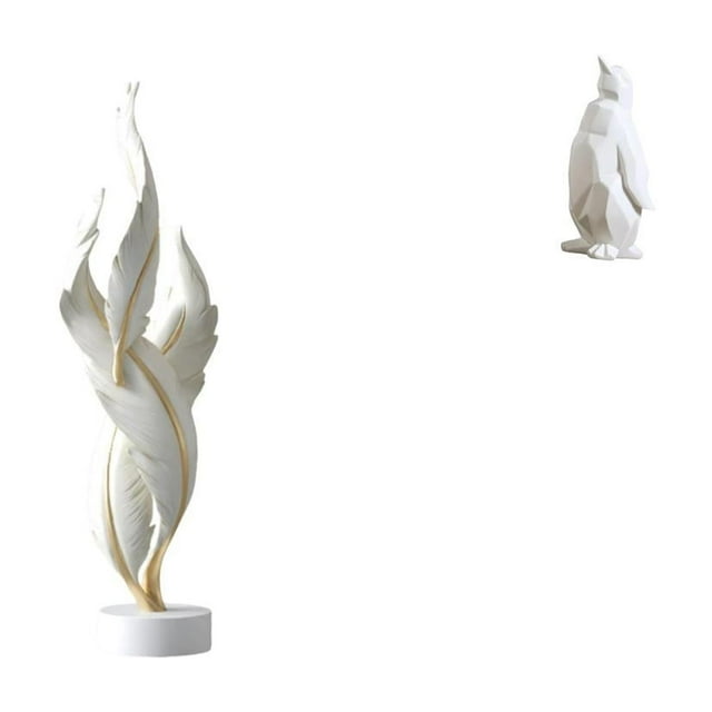 Escultura De Pingüino Con Plumas, Arte Moderno De Resina, Artesanía, Figura Decorativa Coleccionable, Adorno Para Chimenea, Oficina, Armario, Inauguración De La Casa, Mesa, Dormitorio.