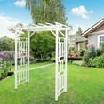 thumbnail image 2 of Pearington Arched Trellis Garden Arbor, White PVC, 2 of 8
