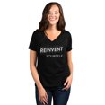 thumbnail image 2 of Reinvent Yourself Women's Fashion Relaxed V-Neck T-Shirt Tee Heather Black 2X-Large, 2 of 5