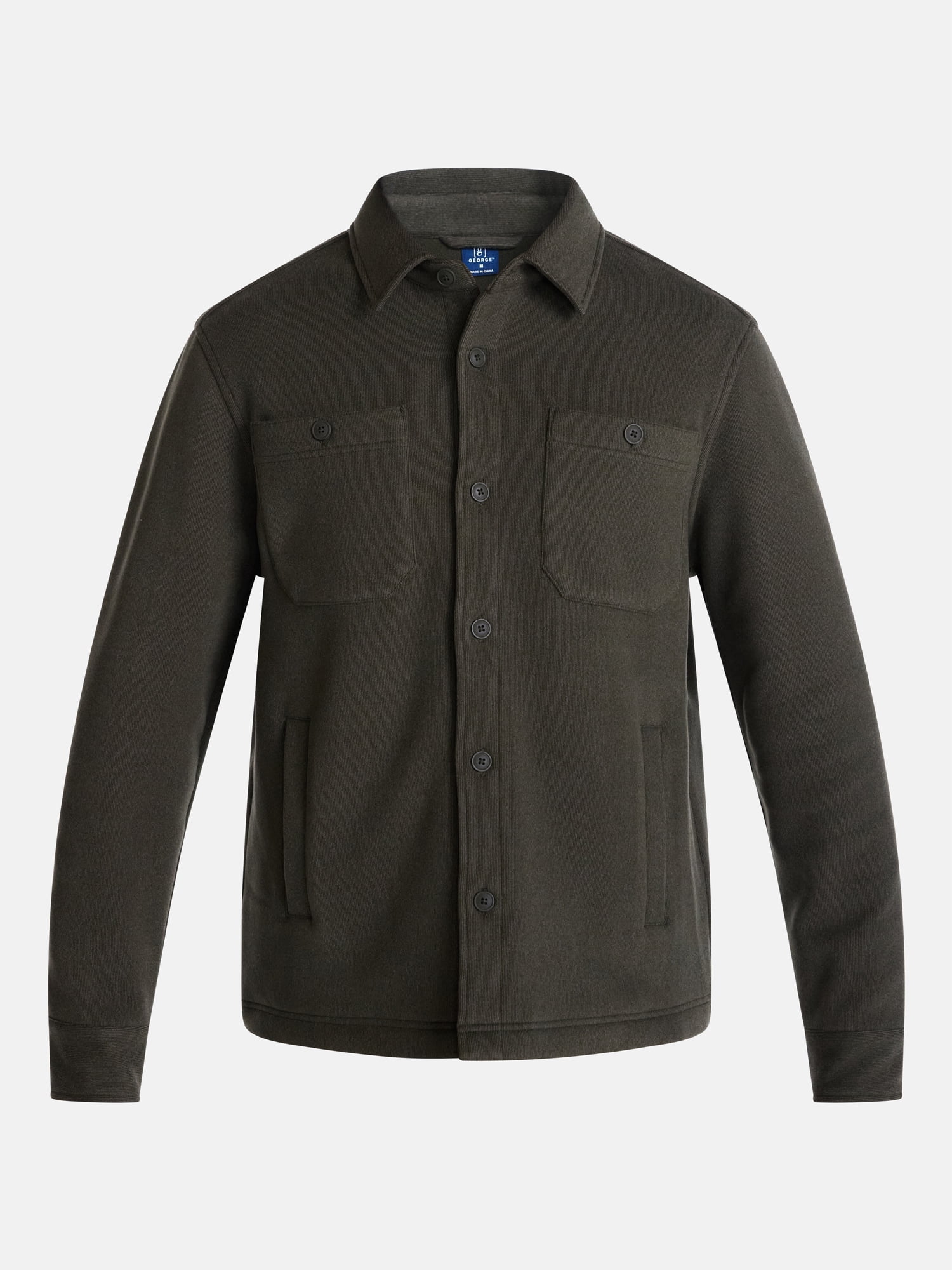 George Men's and Big Men's Fleece Knit Shirt Jacket with Long Sleeves, Sizes S-3XL