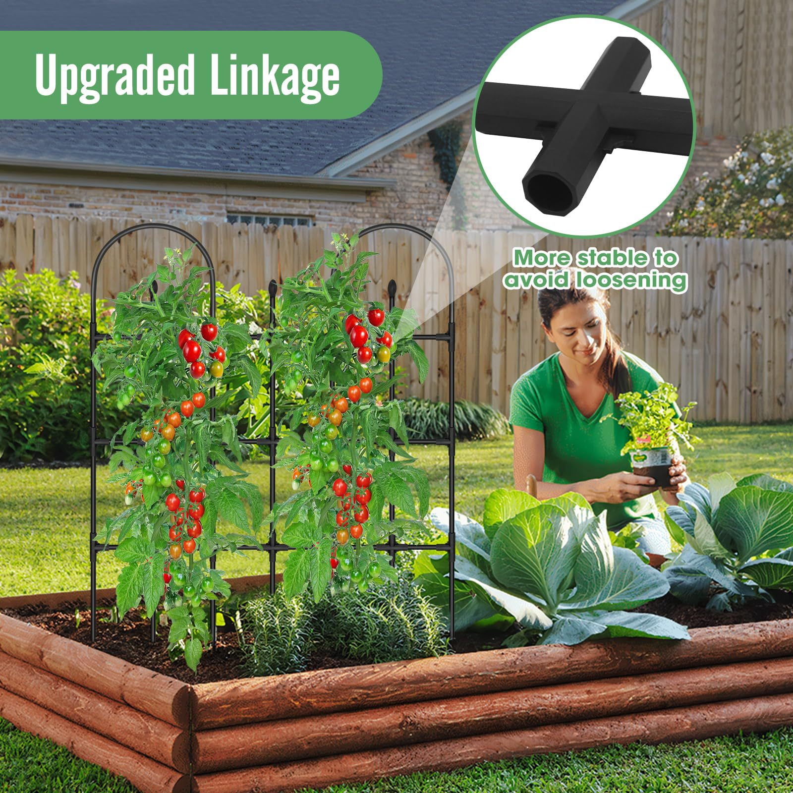 2026 New Upgraded Garden Trellis for Climbing Plants Outdoor, 47.2" H Rustproof Sturdy Garden Arch Trellis for Potted Climbing Cucumber Tomato Vegetable Rose Flower Plant Trellises