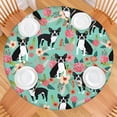 thumbnail image 2 of Boston Terrier Floral Flowers Round Fitted Tablecloth with Elastic Edge,Dining Table Cover Waterproof,Outdoor Round Tablecloth for Camping,Dining,Indoor and Outdoor, 2 of 7