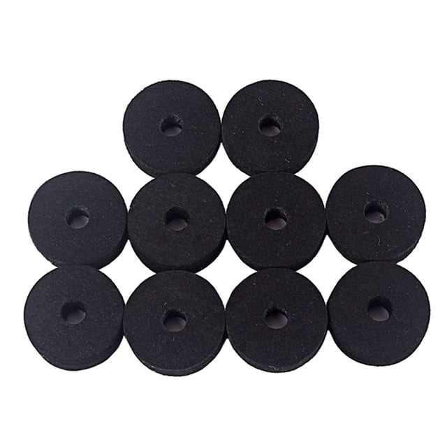 Minkissy 10PCS Round Soft Felt Washer Replacement Black Felt Washers Cymbals Accessory