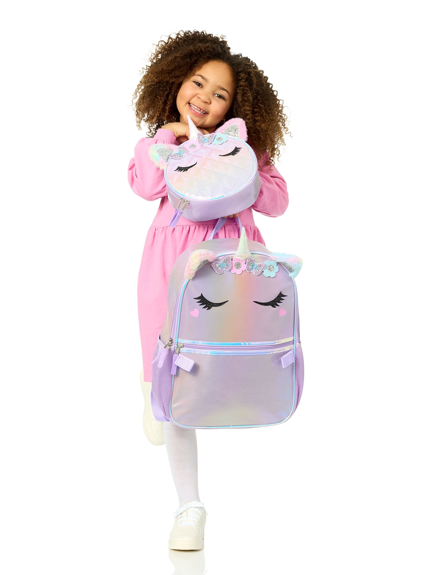 Wonder Nation Girl's 17" Unicorn Backpack & Lunch Box Set, Lavender