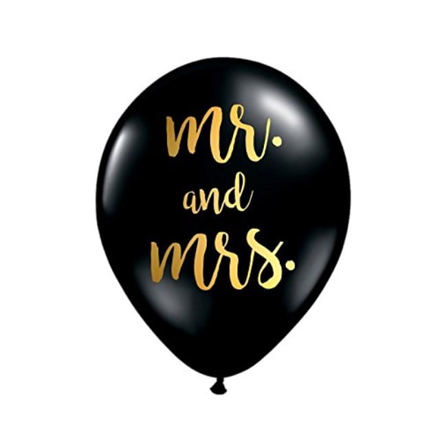 White Rabbits Design Mr And Mrs Balloons In Black And Metallic