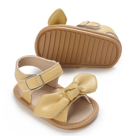 

Infant Baby Girls Sandals Summer Beach Outdoor Bowknot Soft Rubber Sole Toddler Princess Dress Flats Walking Shoes