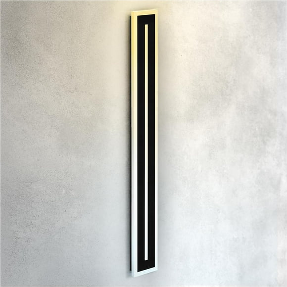 LED 48 Inch Long Flush Mount Wall Light Fixture | 36W 2100LM 3000K-5000K 100-277V | 3CCT, Dimmable, Waterproof, Central Acrylic, ETL Listed | Linear Outdoor Sconce, Exterior Lighting | Black