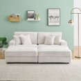 thumbnail image 5 of Modern Beige Corduroy Sofa 82in with Storage Feet & 4 Pillows, 5 of 13
