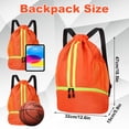 thumbnail image 3 of Bocaoying 3-Compartment Sports Drawstring Backpack, Water-Resistant Gym Bag with Wet/Dry Separation, Side Pockets & Zipper Pocket, Lightweight Swim Soccer Basketball Sack, 3 of 7
