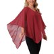 thumbnail image 4 of INSPIRAR CHIC Blusa Flowy para Mujeres con Cuello en V de Chiffon Ligero Camisas Elegantes Asimétricas de Doble Capa Top de Otoño M Rojo Vino, 4 of 6