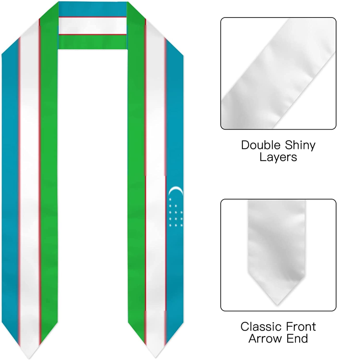 DABOYOZHZH Uzbekistan Flag Graduation Shawl Sash Stole Wraps Scraf