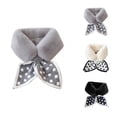 thumbnail image 1 of Women Scarf Dot Pattern Fish Tail Fluffy Patchwork Scarf Faux Rabbit Fur Windproof Neck Warmer for Outdoor, 1 of 8