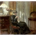 thumbnail image 2 of Holsoe, Carl 16x15 Gold Ornate Wood Framed with Double Matting Museum Art Print Titled - A Woman Sewing In An Interior, 2 of 4