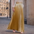 thumbnail image 2 of VBVC Women's Satin Pleated Maxi Skirt,Ladies Lightweight Long Skirt,Summer Party Work Skirt For Women,Gold,S-XL, 2 of 7