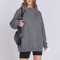 thumbnail image 6 of ECHFIPROM Womens Oversized Hoodies Gray 1/4 Zip Casual Solid Color Long Sleeve Ladies Pullover with Pocket Sports Fashion Top,XL, 6 of 7