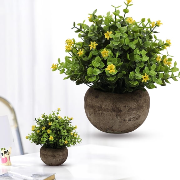 Safeglitz Artificial Potted Small Plant with Hemispherical Pulp Bonsai, Lifelike Greenery for Tabletop Decoration, No-Watering Design for Easy Home or Office Desk Accents, 1PC