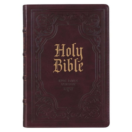 KJV Holy Bible, Giant Print Full-size Faux Leather Red Letter Edition - Thumb Index & Ribbon Marker, King James Version, Dark Brown