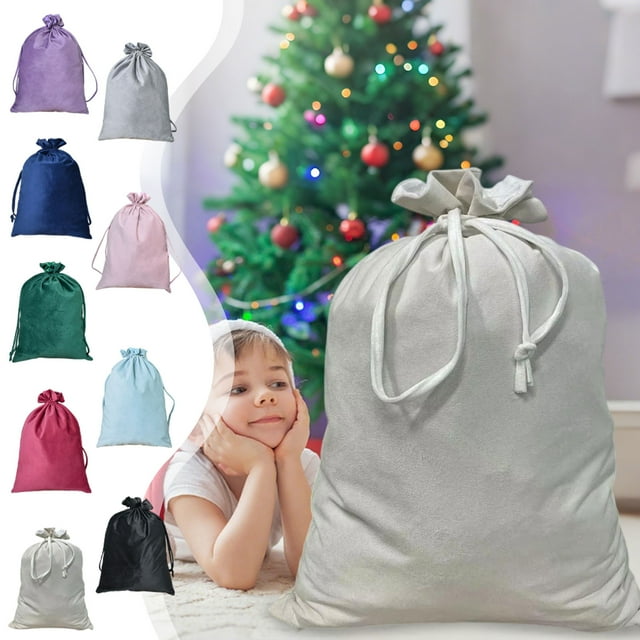 Cloth Drawstring Bag 1Pcs Christmas Ornament Storage Bag Cloth Material with Drawstring Closure Large Holiday Gift Wrapping and Decorative Organizer,Black,70x50cm JASKFLY