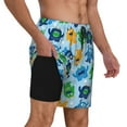 thumbnail image 3 of Picia Cartoon Monster pattern Mens Swim Trunks with Compression Liner Stretch Beach Shorts Quick Dry with Zipper Pockets No-Chafing Board Shorts-3X-Large, 3 of 9