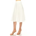 thumbnail image 3 of Women's Solid Flared Lightweight Elastic High Waist Midi A-line Skirt, 3 of 7