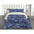 thumbnail image 3 of Ambesonne Camo Quilted Bedspread Set 3 Pcs, Grunge Camouflage Style Effect, King Size, Pale Blue and Dark Blue, 3 of 5
