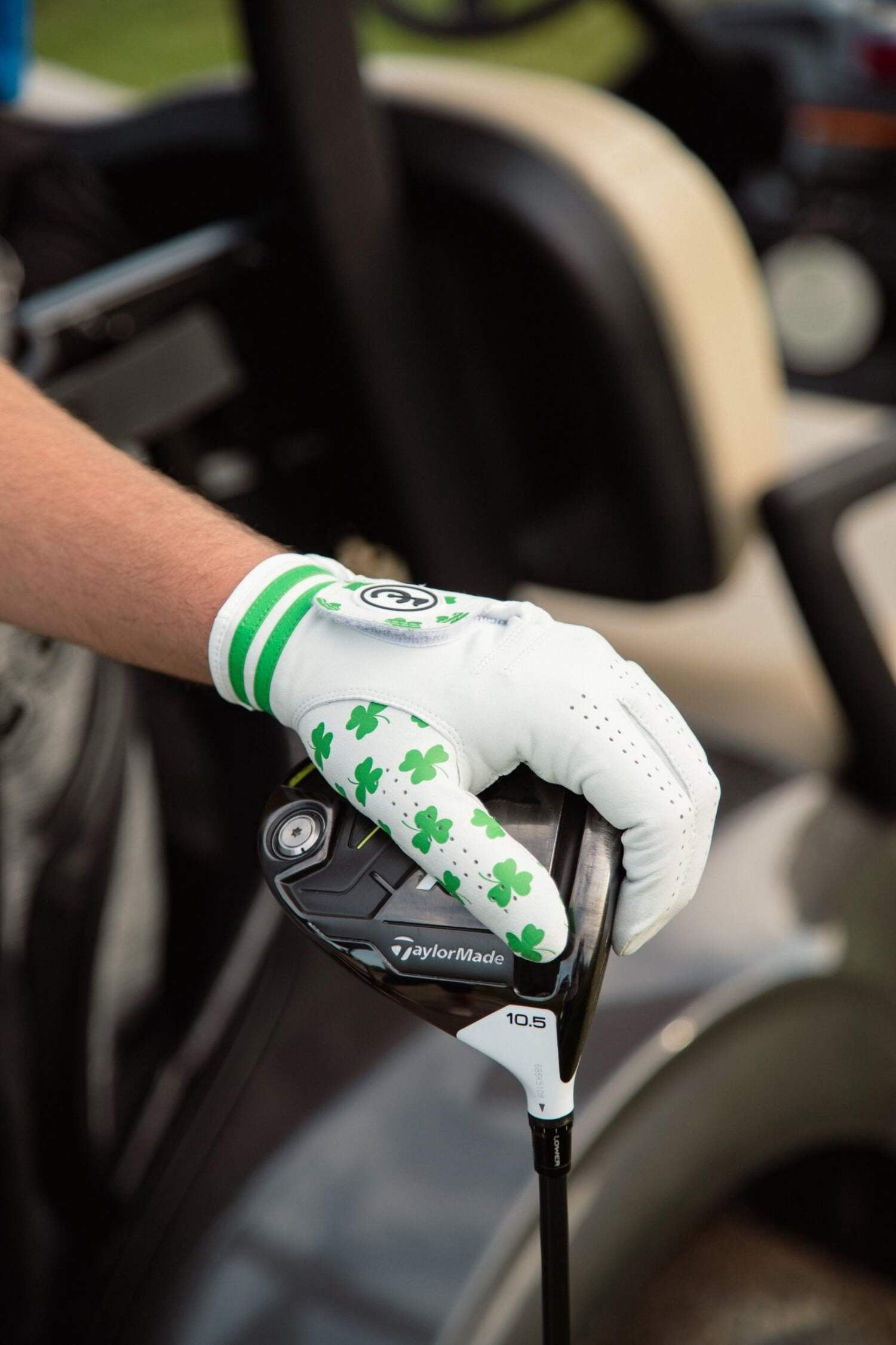 Feelin' Lucky Green Shamrocks Golf Glove | Premium Cabretta Leather & Supportive Palm Pad