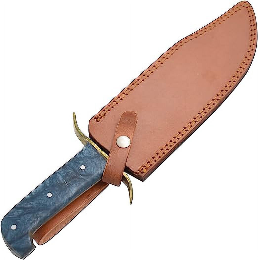 Wild Turkey Handmade 15" Blue Pearl High Carbon Steel Bowie Knife with Scabbard
