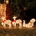 thumbnail image 7 of Set of 3 Lighted Christmas 2D Reindeers Outdoor Decorations, 23 Inch Pre-Lit Light Up Xmas Rudolph & Santa Sleigh with Lights, Festive Holiday Front Door Garden Patio Yard Lawn Display, 7 of 7