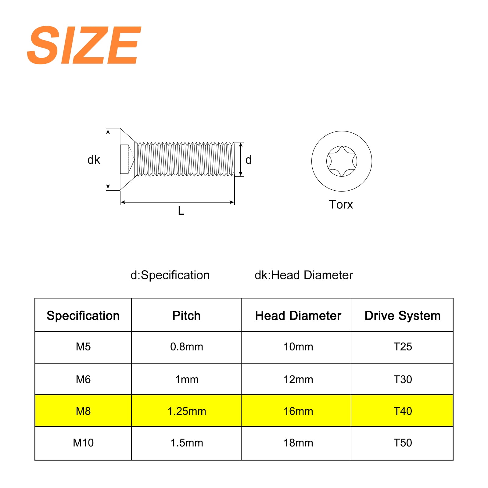 Uxcell M8-1.25x35mm Flat Head Torx Anti Theft Machine Screws, 30Pack 10.9 Grade Alloy Steel, Torx Drive, Countersunk Head, Full Thread, Black Oxide Finish