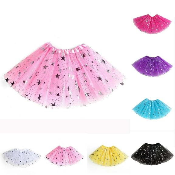 Swuxness Girls Princess Mesh Skirts, Kids Casual Shorts Skirt, Toddler Solid Color Elastic Waist Comfortable Soft Mesh Layered Puff Skirt Hot Pink, 1-6 Years
