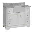 thumbnail image 3 of Zelda 42" Farmhouse Bathroom Vanity with White Cabinet and Carrara Marble Top, 3 of 7
