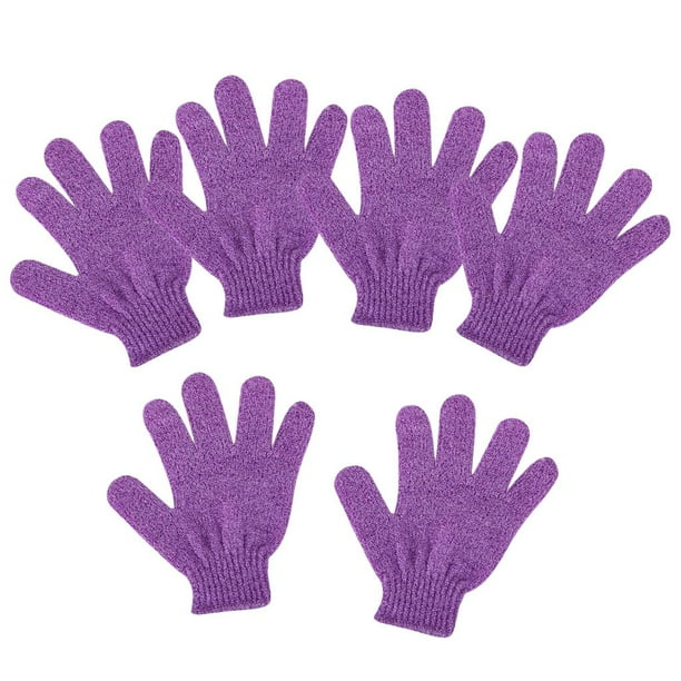 6 guantes exfoliantes de nailon para ducha, baño de mascotas, limpieza, masaje, spa Púrpura