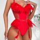 thumbnail image 3 of Gibobby Conjunto Lencería Tanga Y Bralette Mujeres Sexy Malla de Encaje Floral Bordado Liga ligada Lencería Ropa Interior Conjuntos de lencería Sexy(Rojo, CH), 3 of 5