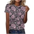 thumbnail image 1 of Hauts d'Été pour Femmes DYTTDG T-shirt à Fleurs Mode pour Femmes Grande Taille Col Rond Manches Courtes Décontracté Ample Tee Haut Hauts pour Femmes Liquidation Moins de 10 Multicolore,XXXXXL, 1 of 5