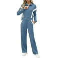 thumbnail image 2 of enyan Sweatsuits Women 2 Piece Outfits Two Piece Crewneck Sweatshirts Sets Lounge Fall Sweatpants Tracksuits Womens Sweatshirt Set Blue,S, 2 of 4