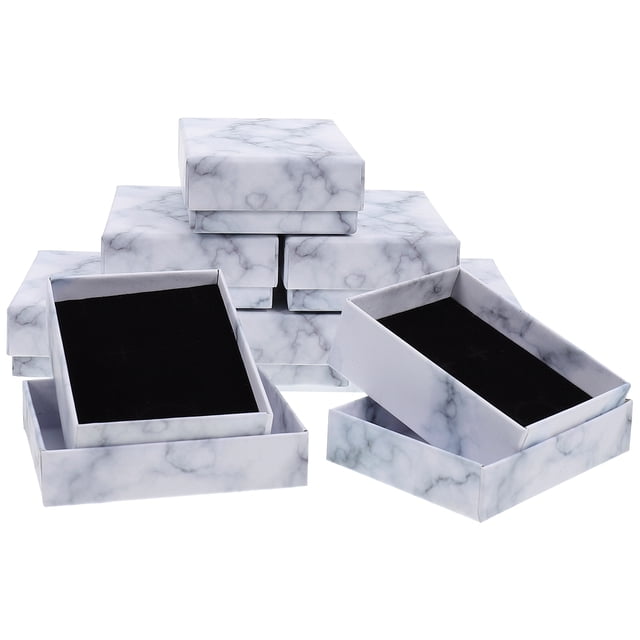 MasteelfCA 8Pcs Marble Pattern Jewelry Packaging Boxes Multifunctional Necklace Ring Boxes