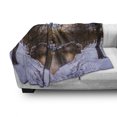 thumbnail image 3 of Landscape Soft Flannel Fleece Blanket, Snowy Winter Park Trees Heart Shape Lake River Sunset View Symmetrical Art, Cozy Plush for Indoor and Outdoor Use, 50" x 70", Brown and White, by Ambesonne, 3 of 6